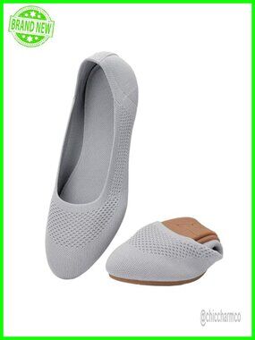 Ballet Flats Slip On Knit Soft Round Toe Dress Shoes